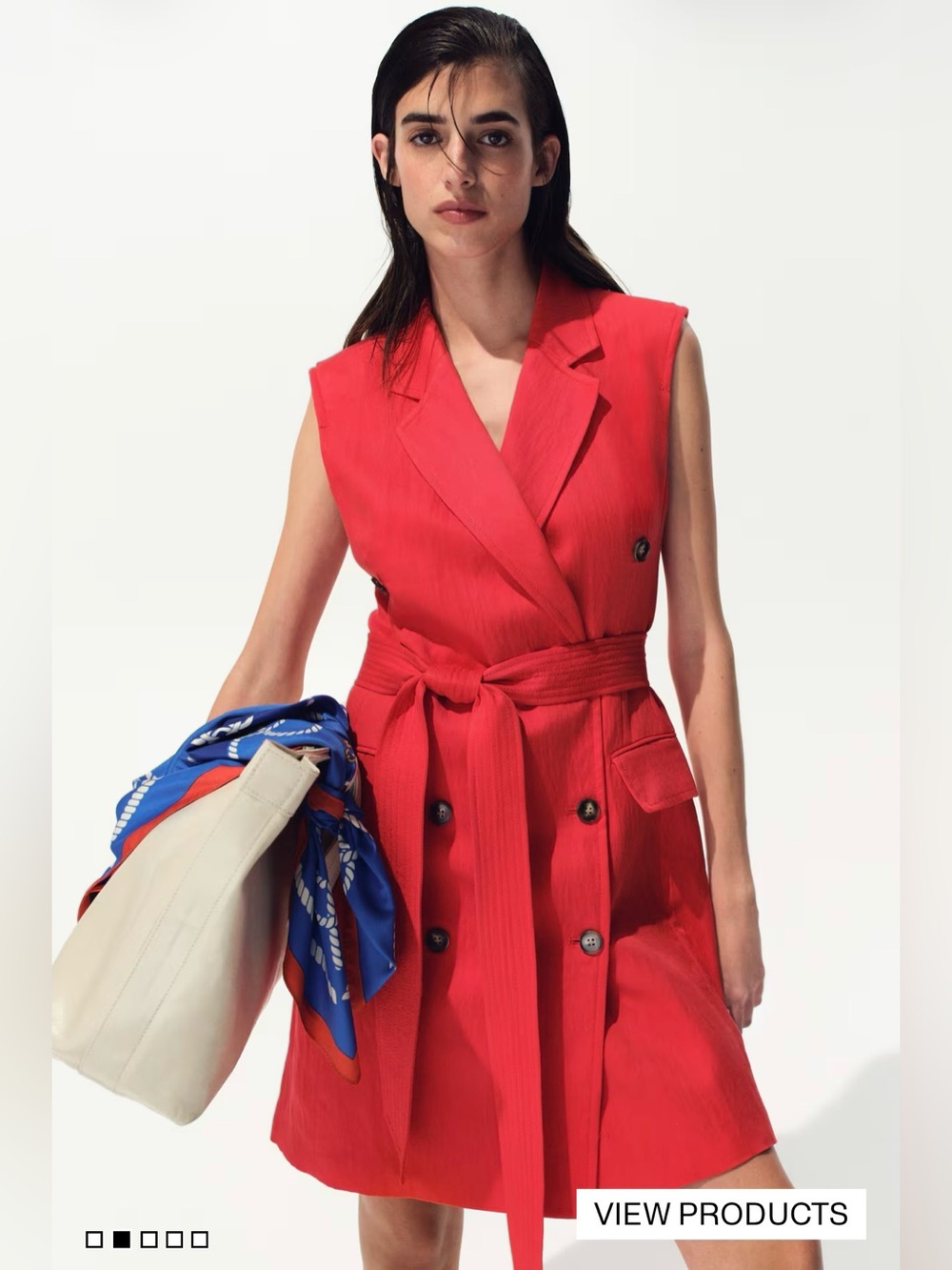 H&M Sleeveless Red Belted Blazer Dress. Size XL. NWT